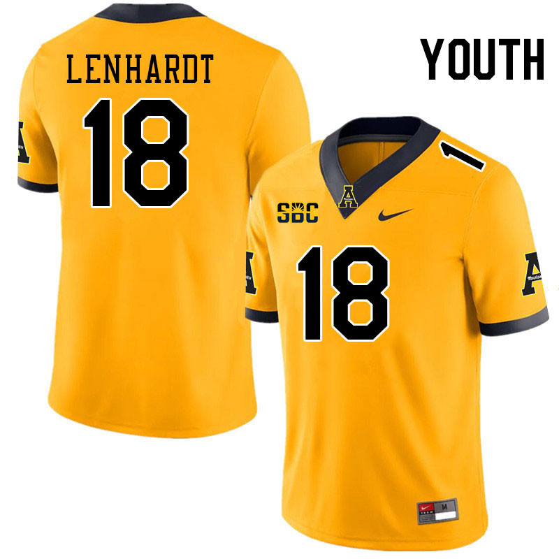 Youth #18 Trey Lenhardt Appalachian State Mountaineers College Football Jerseys Stitched-Gold